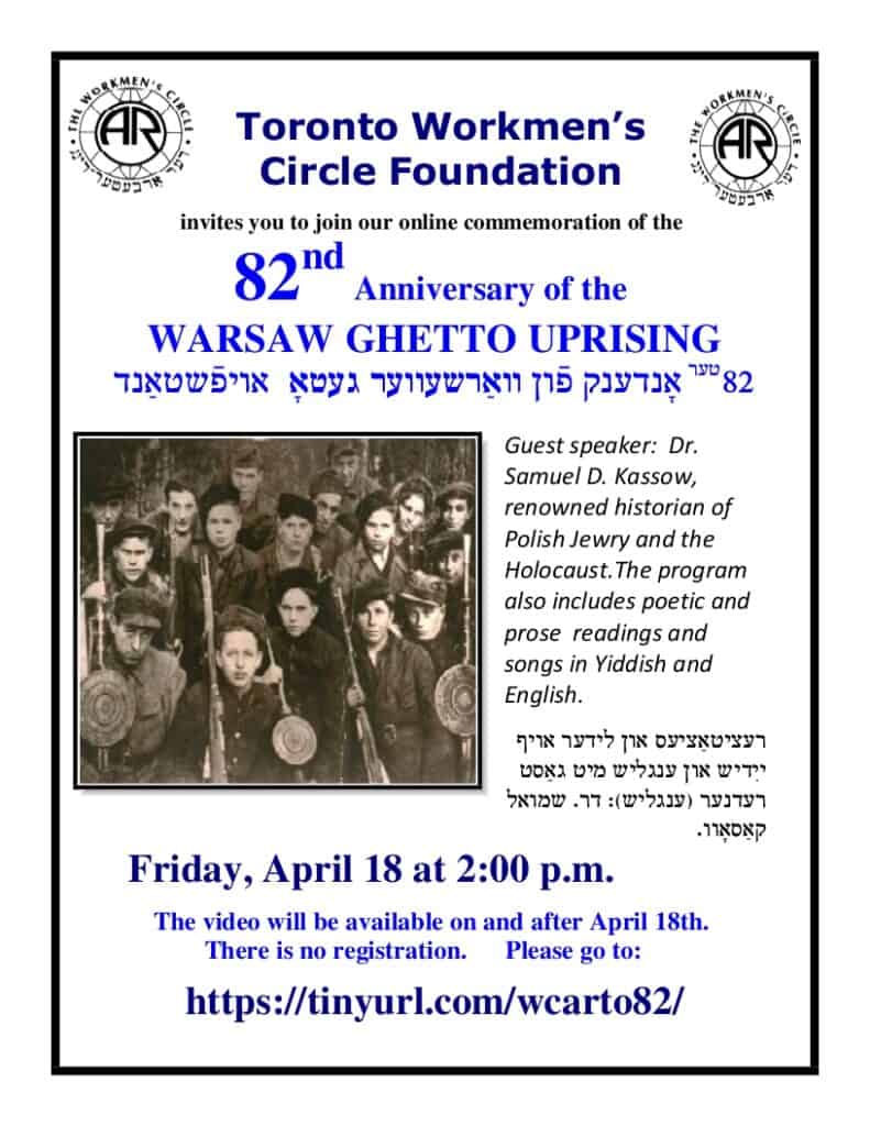 82nd Anniversary of the Warsaw Ghetto Uprising.